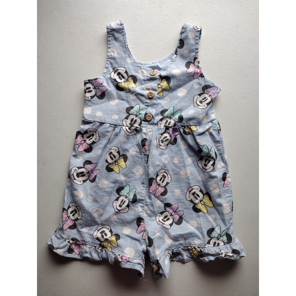 Disney Baby Minnie Mouse Polka Dot Blue Ruffle Romper 18M
